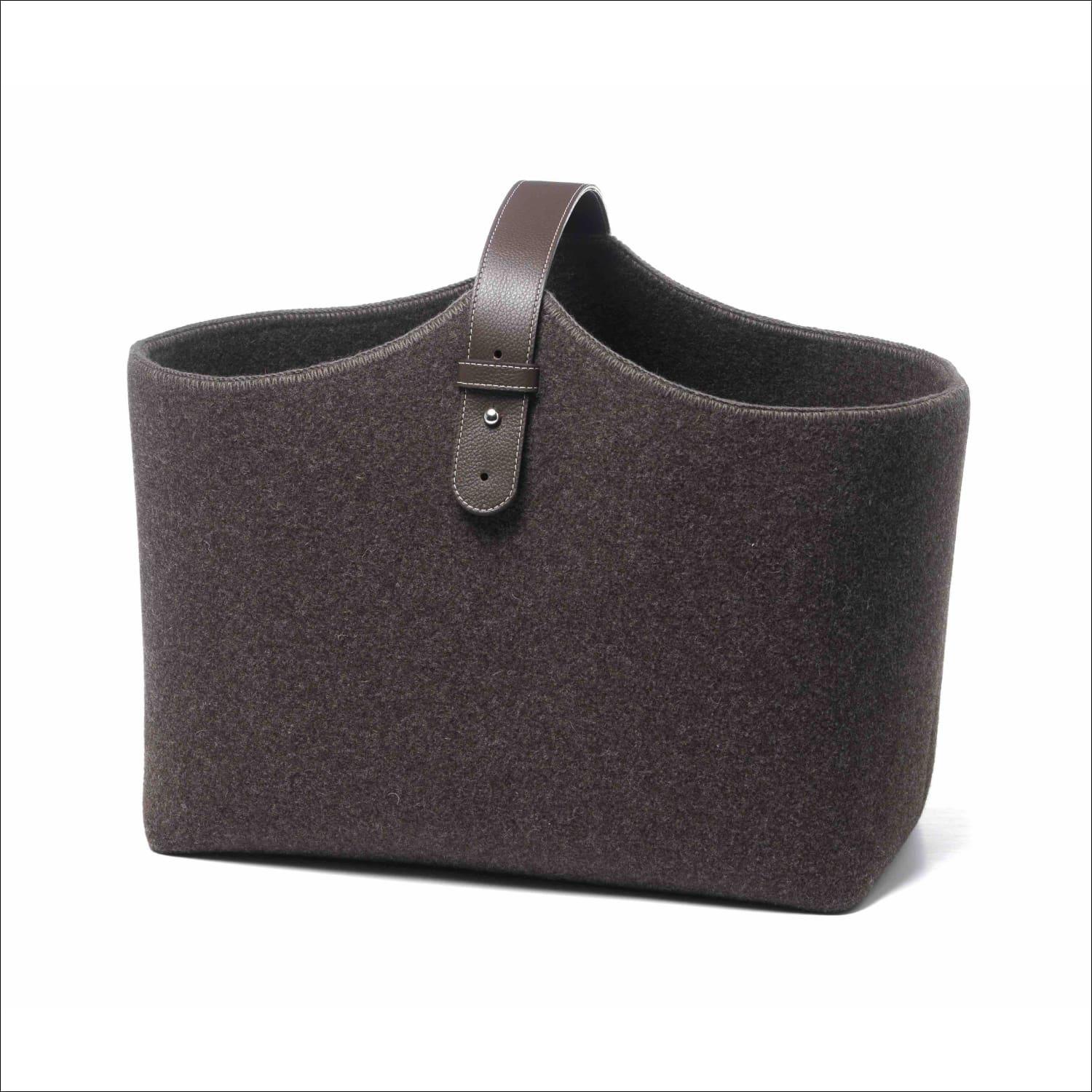 Holzkorb Loden / Leder - Marrone