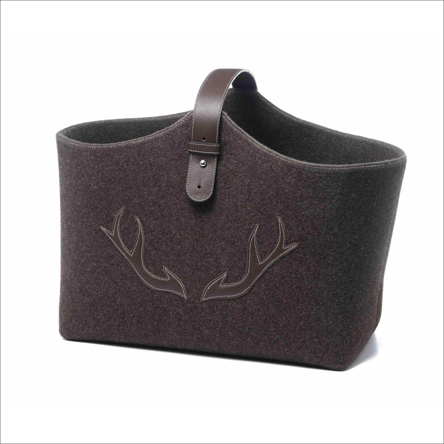 Holzkorb Loden / Leder - Marrone