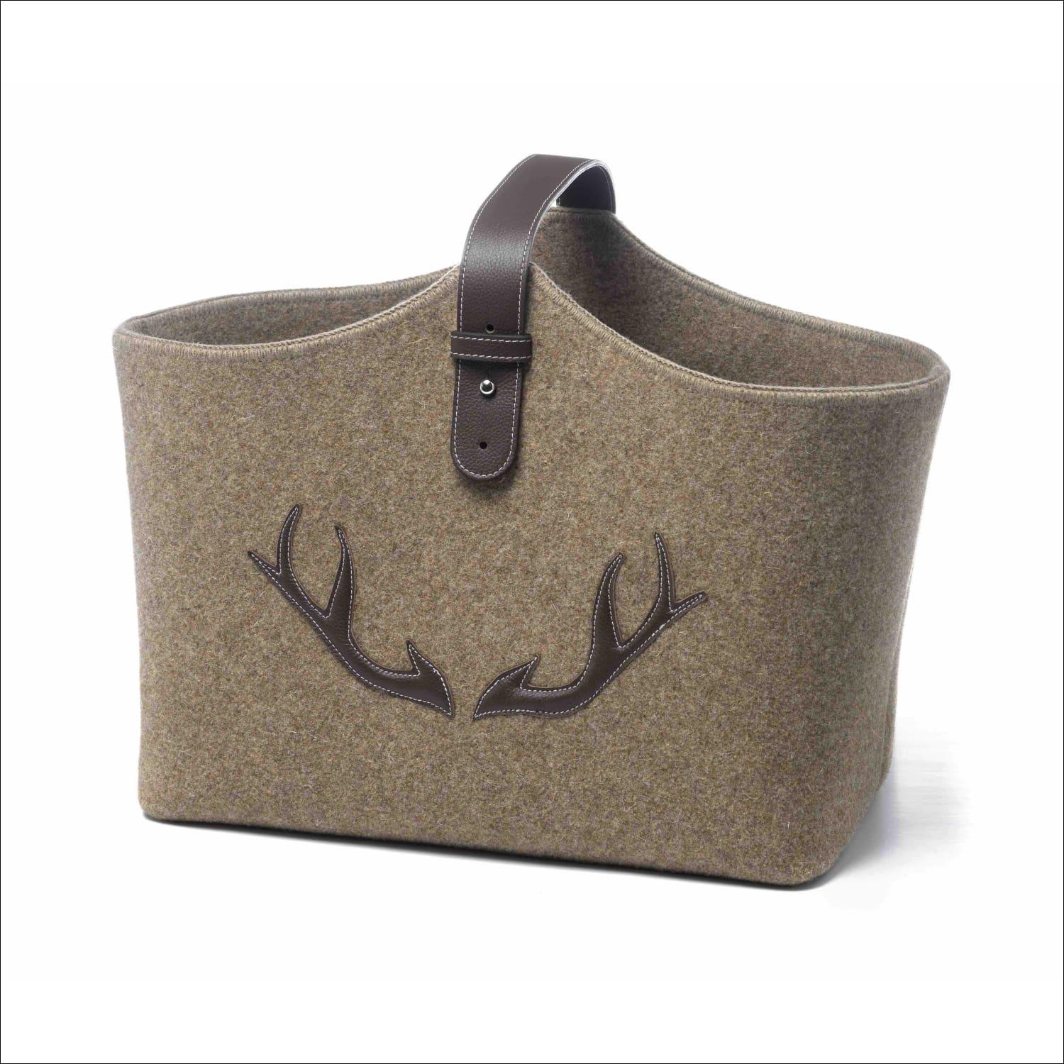 Holzkorb Loden / Leder - Nocciola